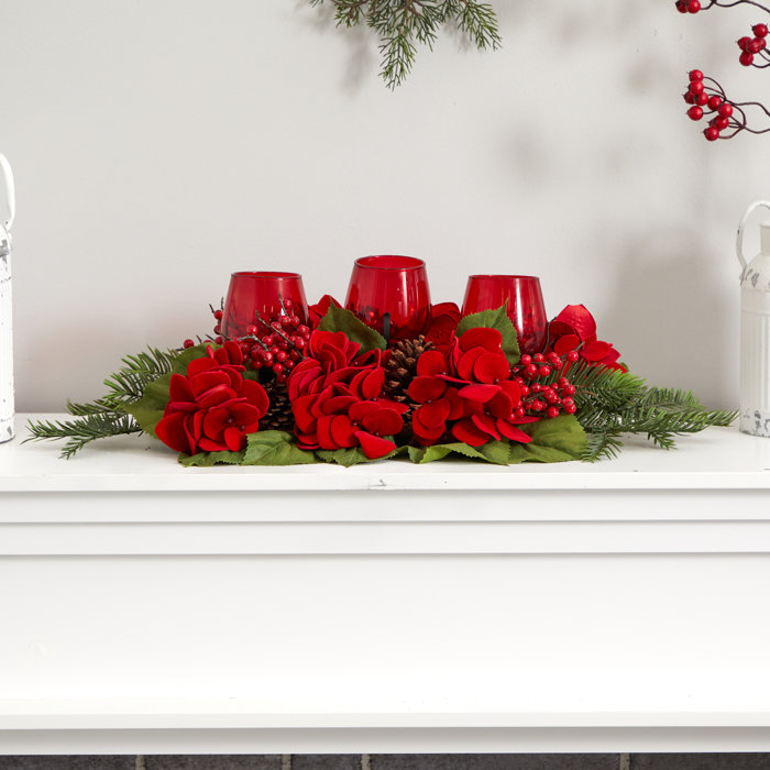 The Holiday Aisle® Triple Hydrangea Candelabrum & Reviews Wayfair